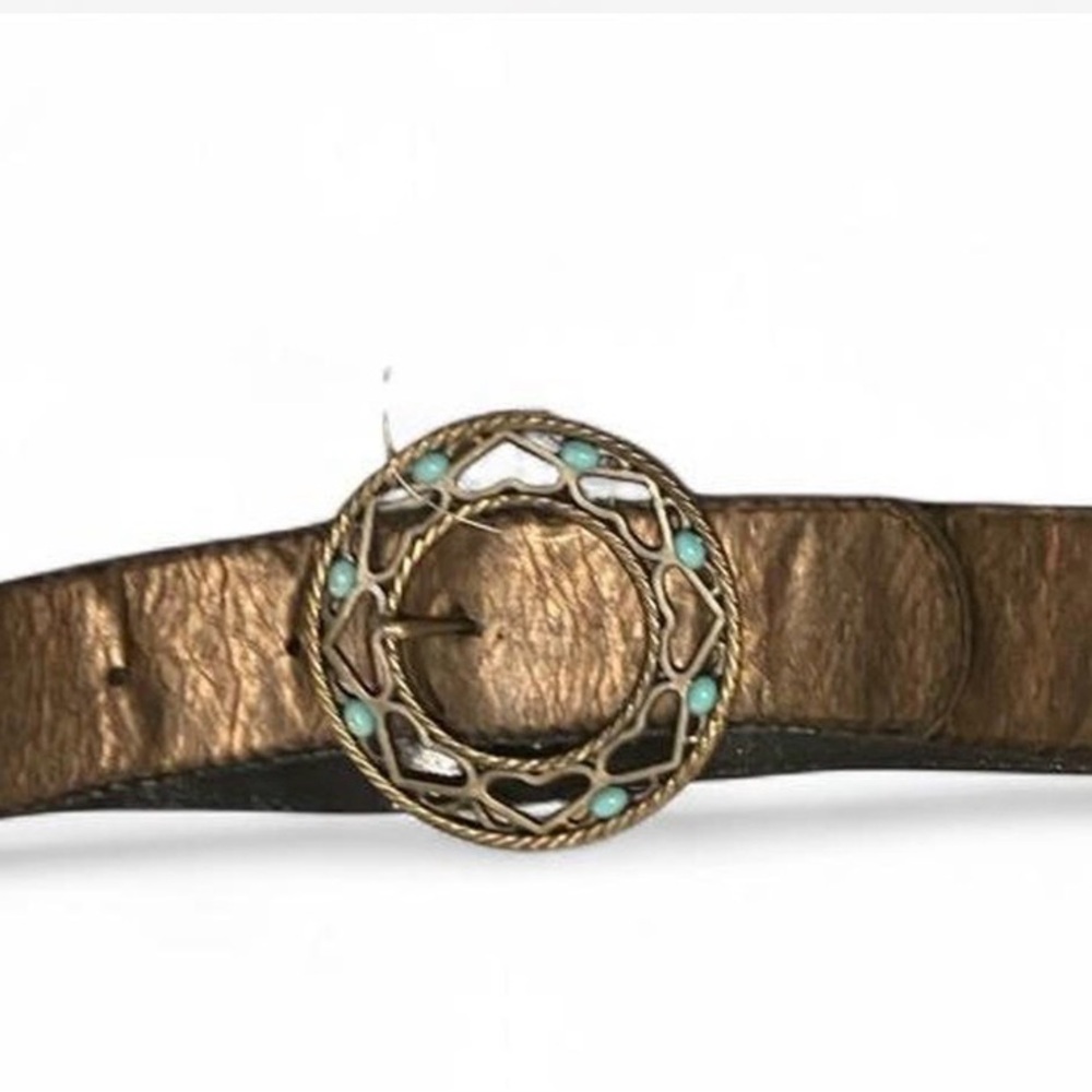 Chic Brown Belt with Turquoise Detailing‎